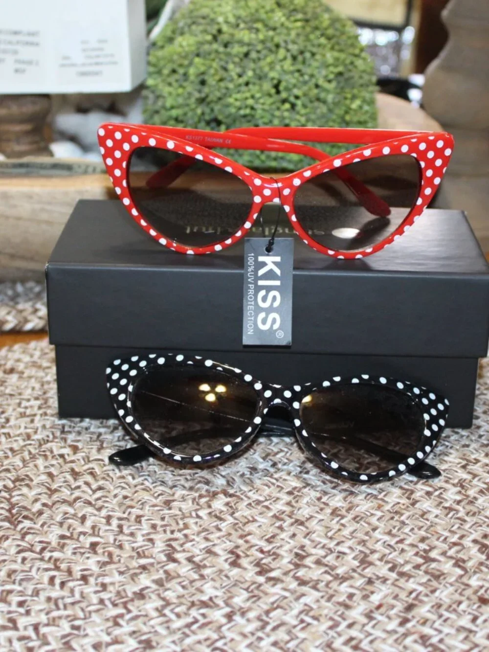 Kiss Red Polka Dot Cat Eye Sunglasses (also shown: Black Polka Dot)